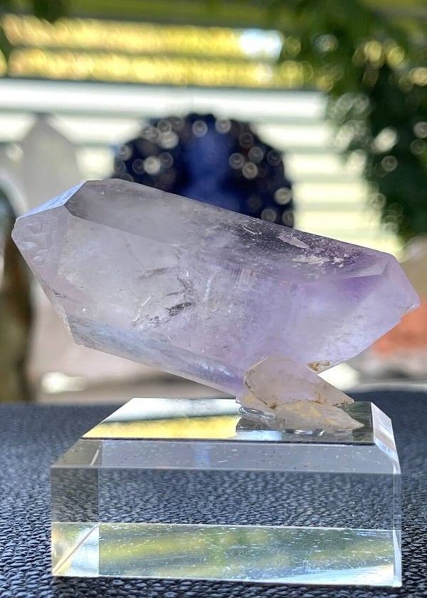 Amethist met Kwarts dubbeleinder punt uit Namibië ruw, medium