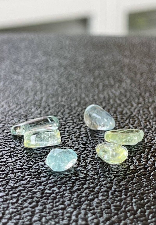 Aquamarijn trommelsteen 6 stuks, klein