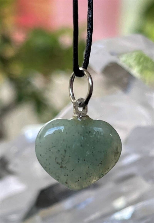 Aventurijn hangertje hart, met veter, klein