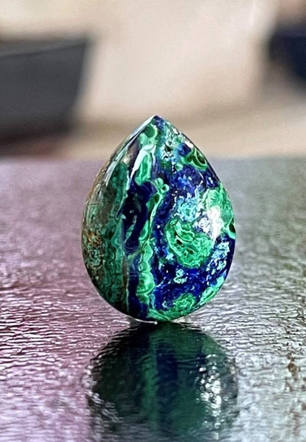 Azuriet Malachiet edelsteen cabochon druppel, medium