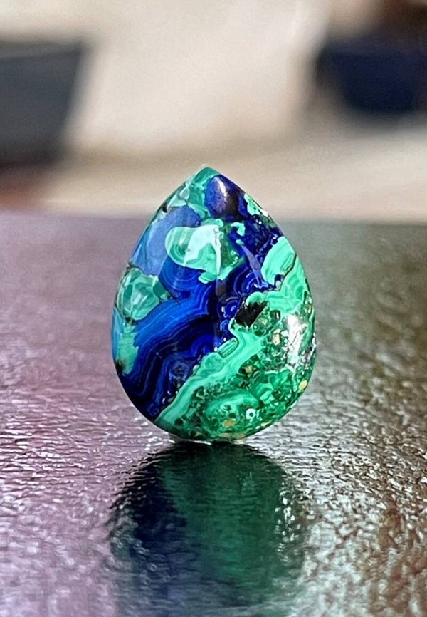 Azuriet Malachiet edelsteen cabochon druppel, medium