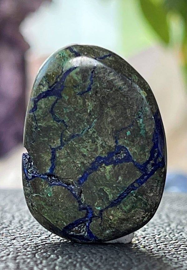 Azuriet met Malachiet knuffelsteen plat