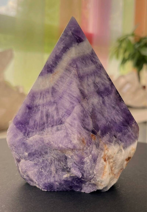 Band Amethist generator punt, gepolijst en ruw, groot