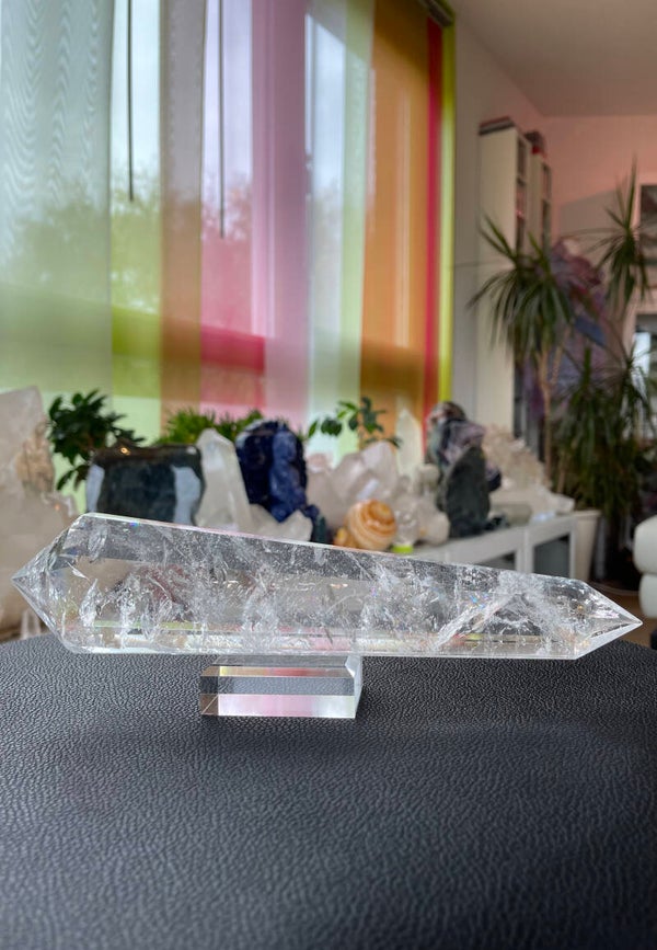 Bergkristal Phi-kristal of Vogelkristal dubbeleinder punt, groot