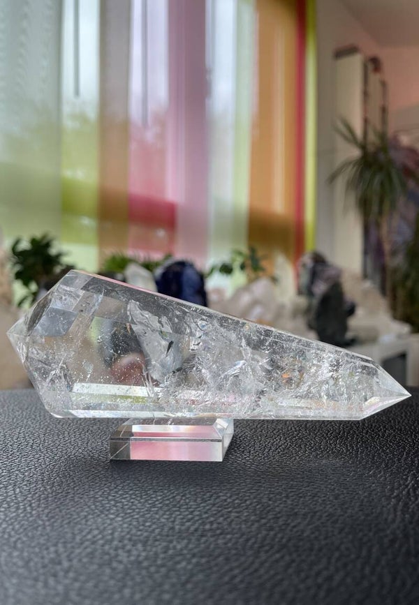 Bergkristal Phi-kristal of Vogelkristal dubbeleinder punt, groot