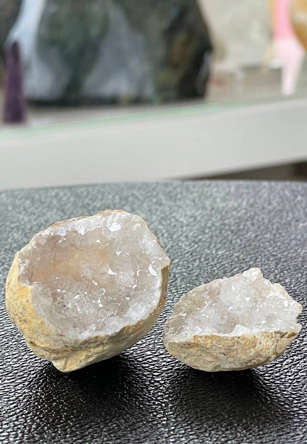 Bergkristal Kwarts geode paar uit Marokko, klein