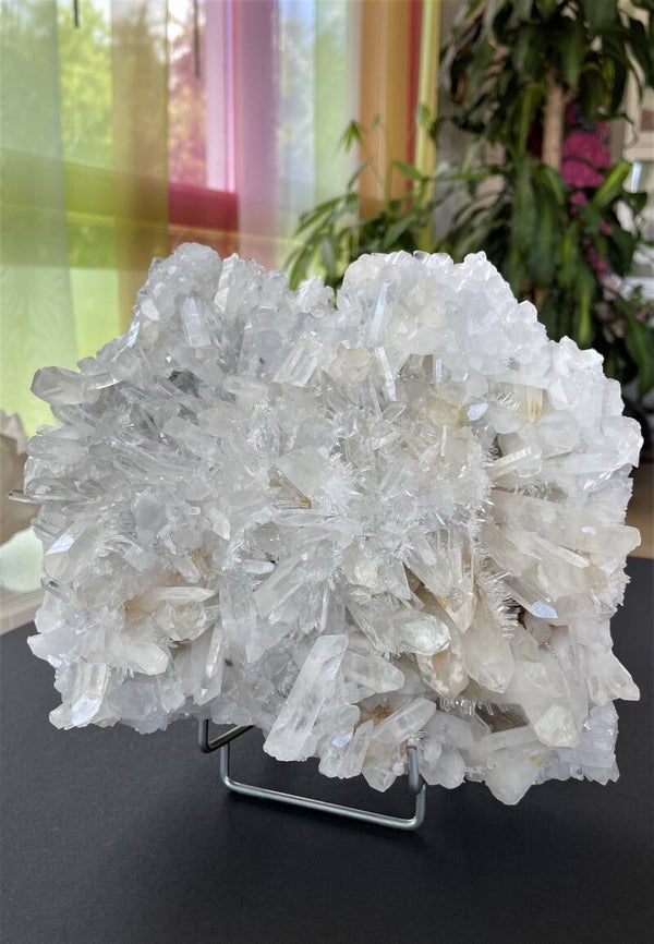 Bergkristal cluster met Hematiet uit Peru ruw, groot