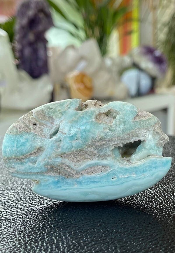 Blauwe Aragoniet handsteen, medium-groot