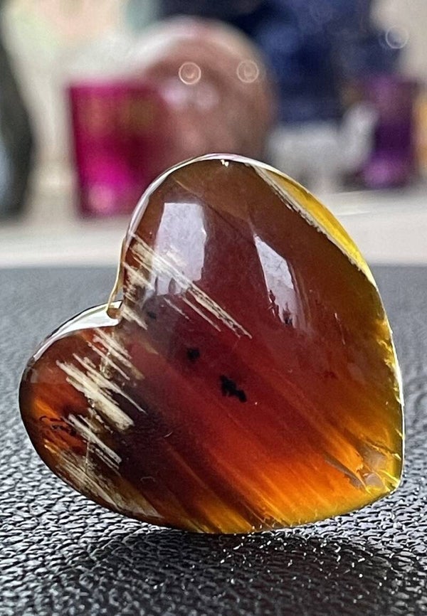 Blauwe Barnsteen hart uit Sumatra, klein-medium