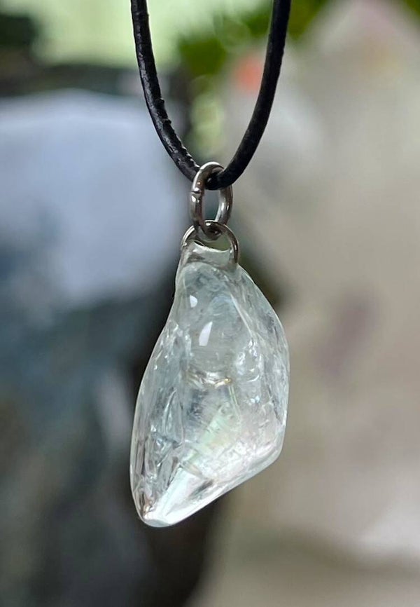 Blauwe Topaas hangertje, met veter