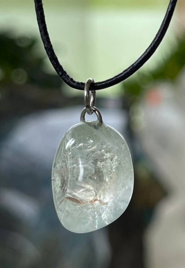 Blauwe Topaas hangertje, met veter