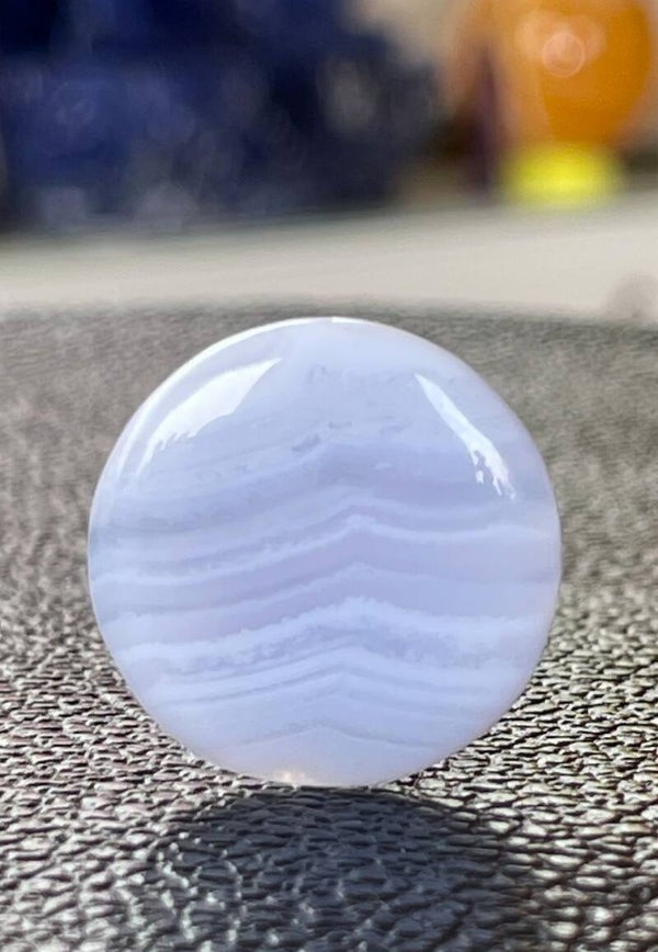 Blue Lace Agaat edelsteen cabochon rond, medium