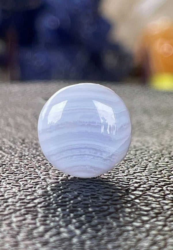 Blue Lace Agaat edelsteen cabochon rond, klein