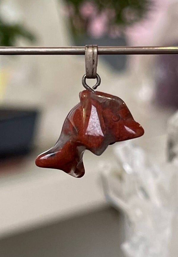 Breccie Jaspis dolfijn hangertje, met veter, klein