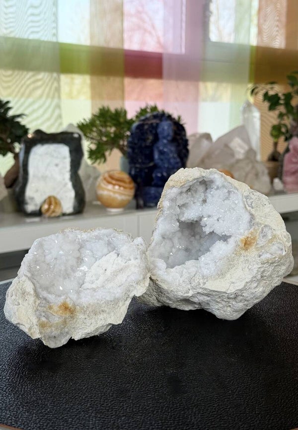 Calciet Kristal geode set uit Marokko ruw, groot