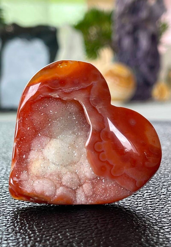 Carneool hart, open gekristalliseerd, medium