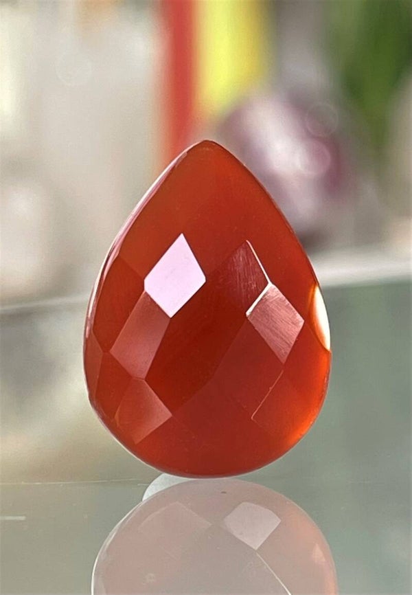 Carneool edelsteen checker facet geslepen druppel, medium