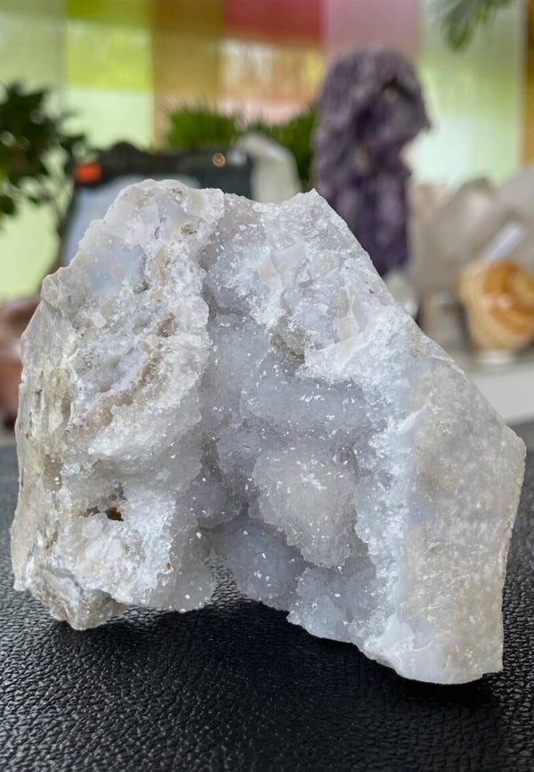Chalcedoon met Kwartskristal uit Frankrijk ruw, medium