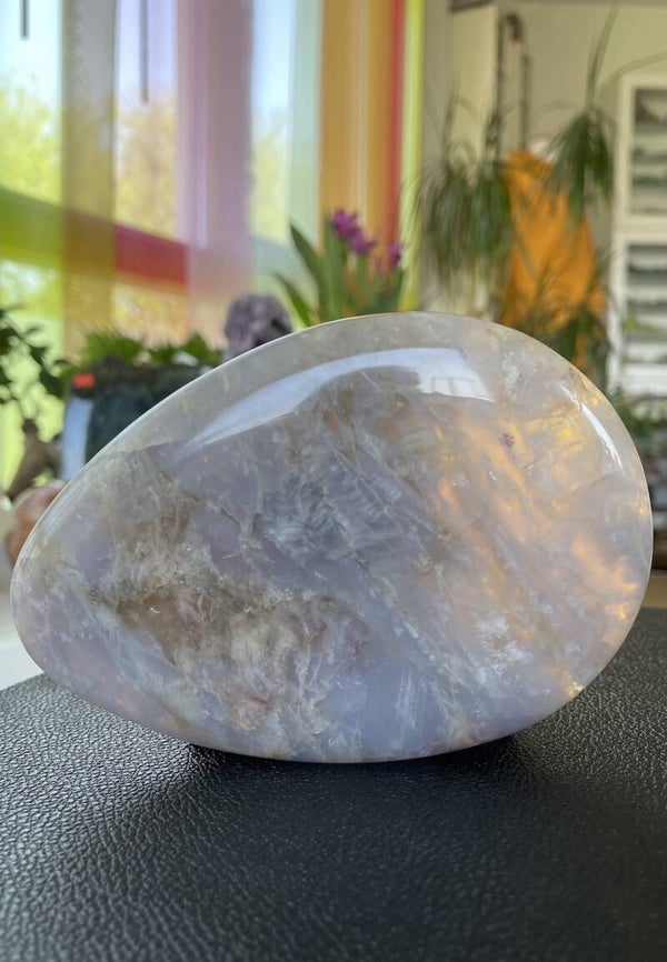 Chalcedoon handsteen plat, extra groot