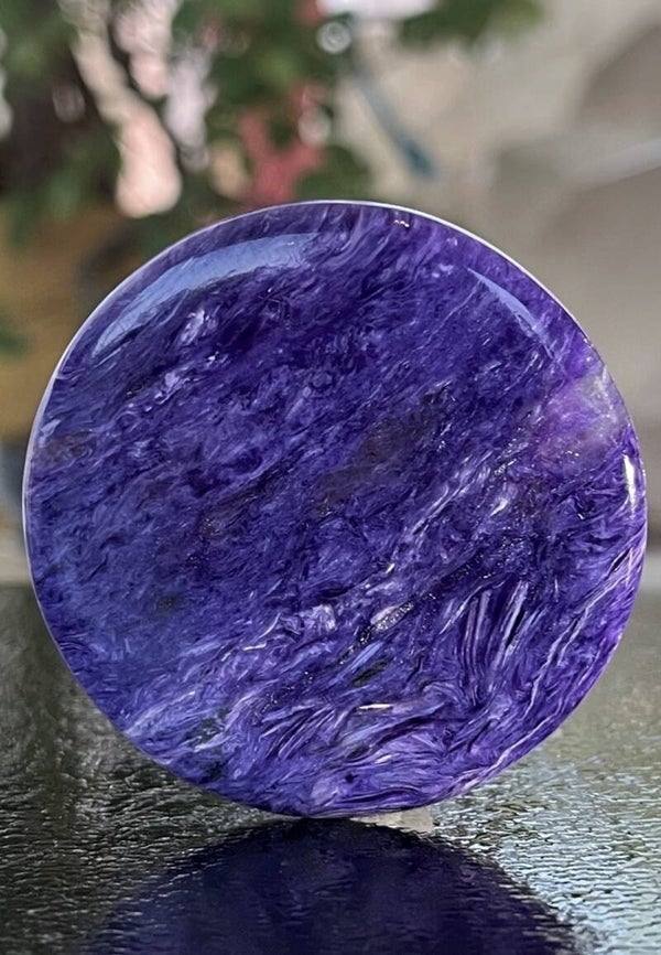 Charoiet edelsteen cabochon rond, groot