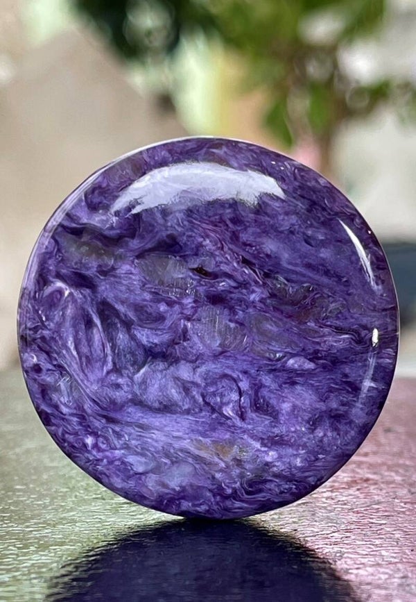 Charoiet edelsteen cabochon rond, groot