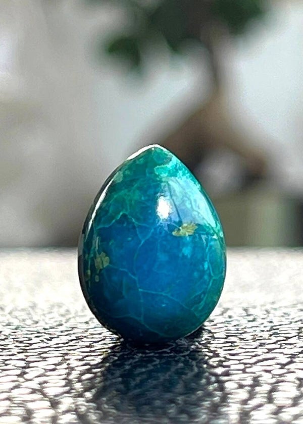 Chrysocolla edelsteen cabochon druppel, klein