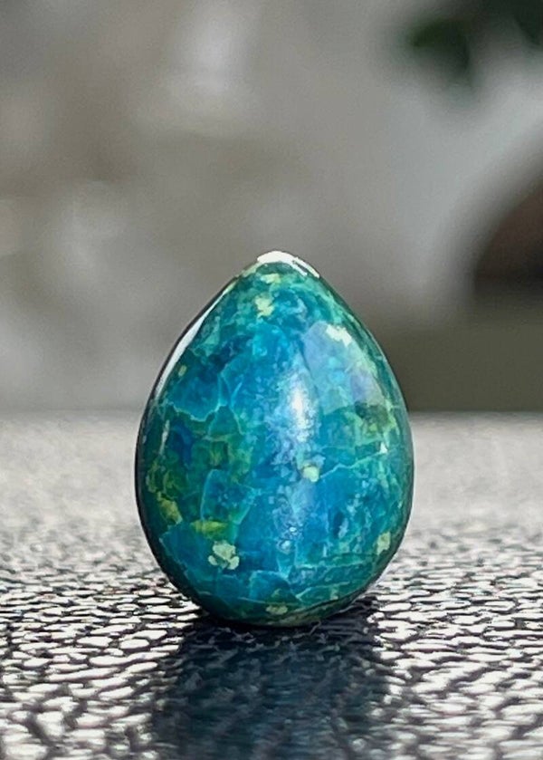 Chrysocolla edelsteen cabochon druppel, klein