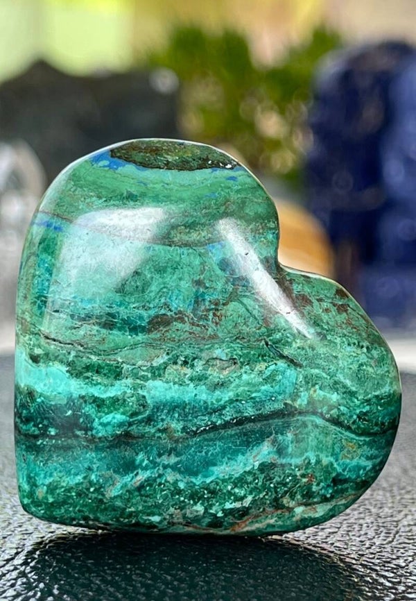 Chrysocolla met Azuriet en Malachiet hart uit Peru, medium
