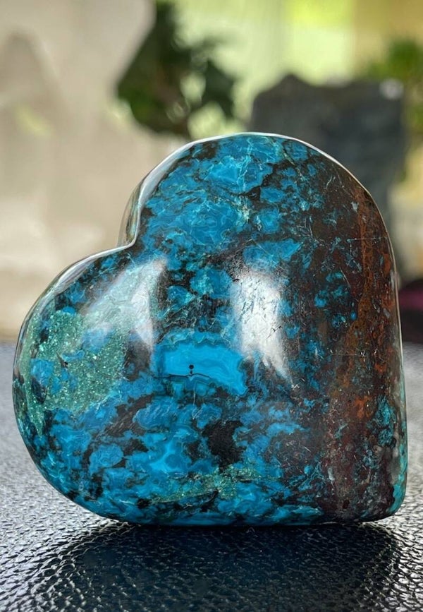 Chrysocolla hart uit Peru, medium-groot
