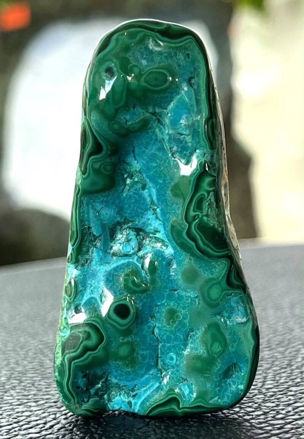 Chrysocolla met Malachiet uit Congo, gepolijst stuk, klein-medium