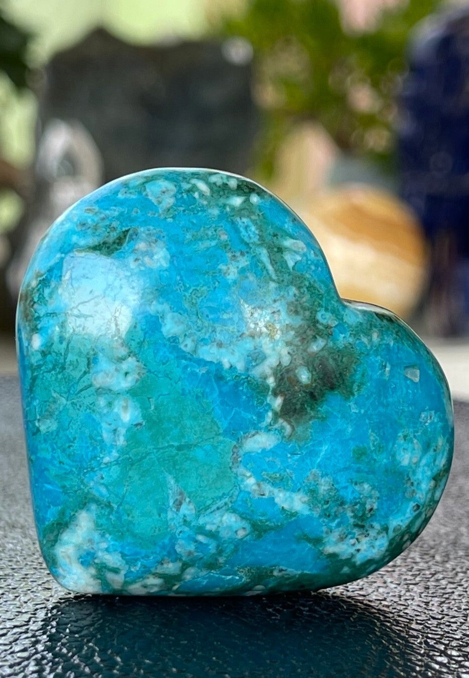 Chrysocolla met Malachiet hart uit Peru, medium