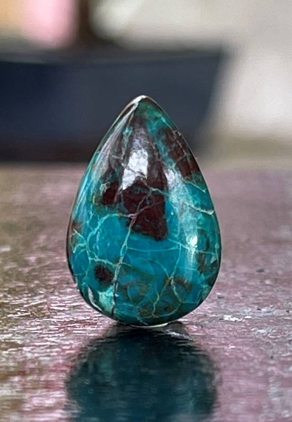 Chrysocolla edelsteen cabochon druppel, klein
