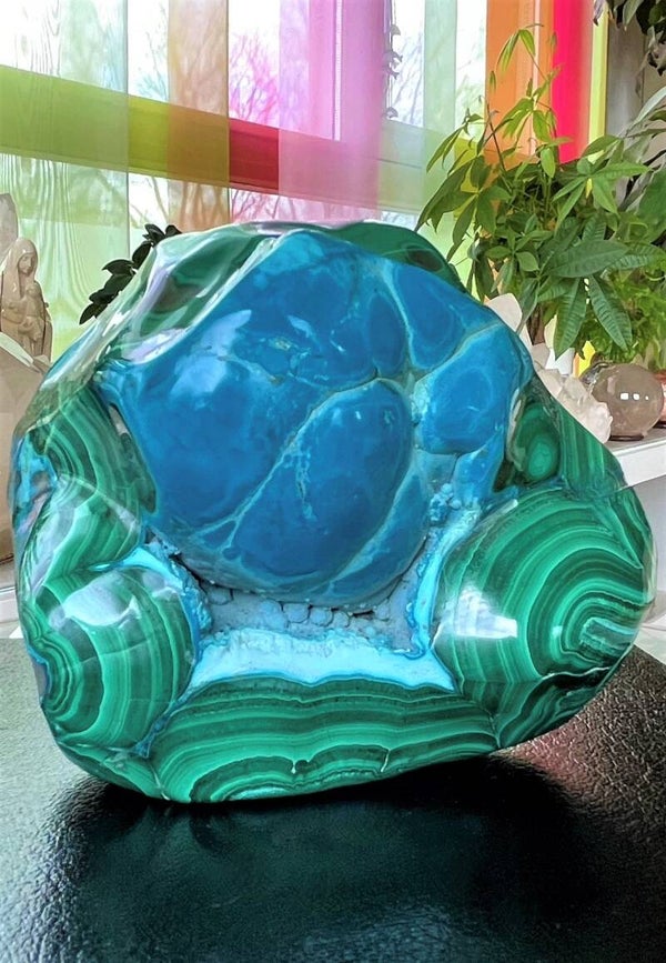 Chrysocolla en Malachiet gepolijst stuk, groot