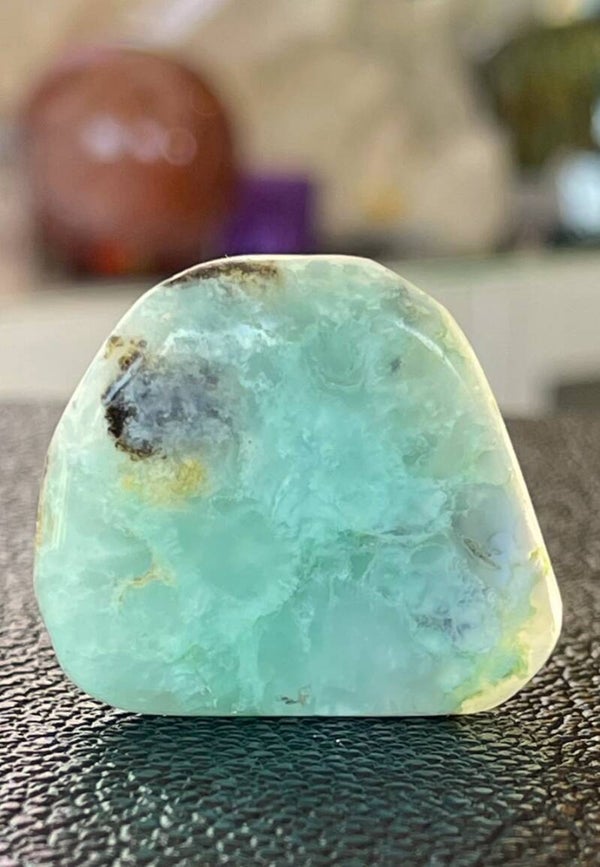 Chrysopraas knuffelsteen plat
