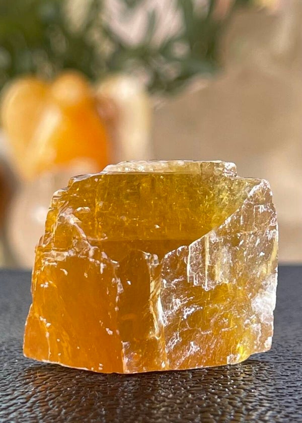 Gele Honing-Citrien Calciet uit Mexico ruw, klein