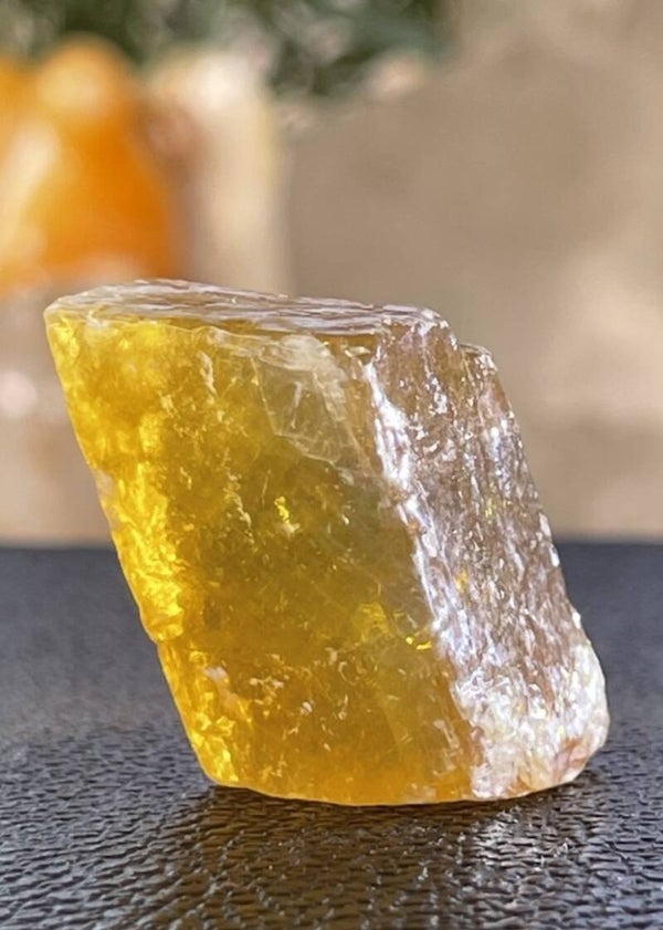 Gele Honing-Citrien Calciet uit Mexico ruw, klein