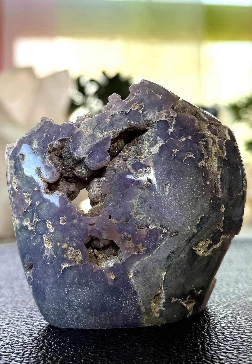 Druif Agaat ruw uit Indonesië, free form één zijde gepolijst, medium