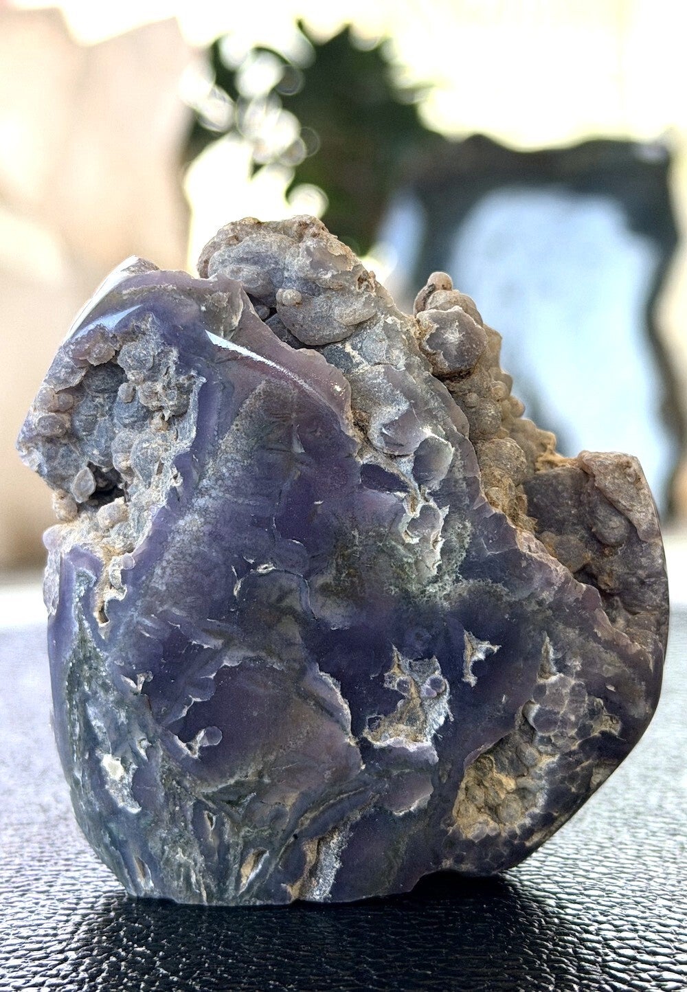 Druif Agaat ruw uit Indonesië, free form één zijde gepolijst, medium