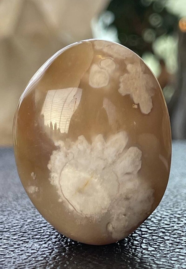 Flower Agaat knuffelsteen plat