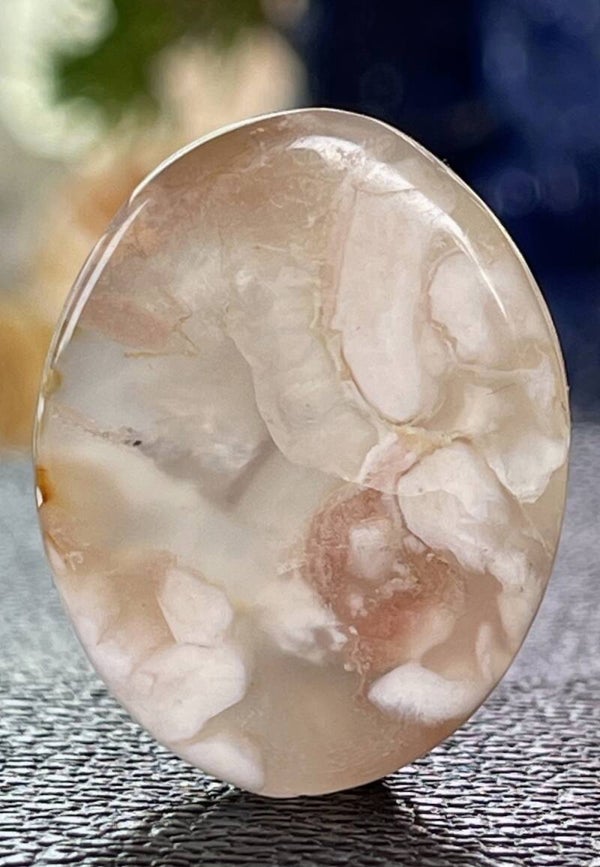 Flower Agaat knuffelsteen plat