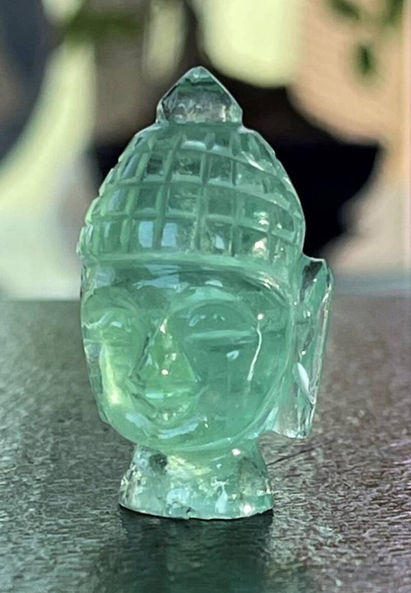 Boeddha hoofd van groene Fluoriet, klein