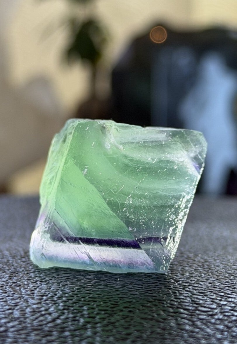 Groene Fluoriet octaëder uit China ruw, medium