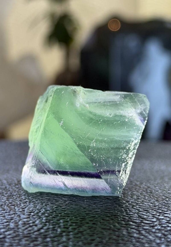 Groene Fluoriet octaëder uit China ruw, medium