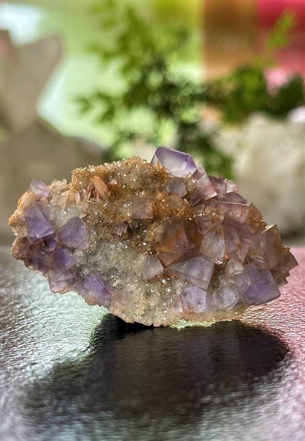 Paarse Fluoriet uit Berbes Asturias Spanje ruw, klein