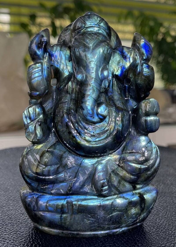 Ganesha beeld van Labradoriet, medium-groot