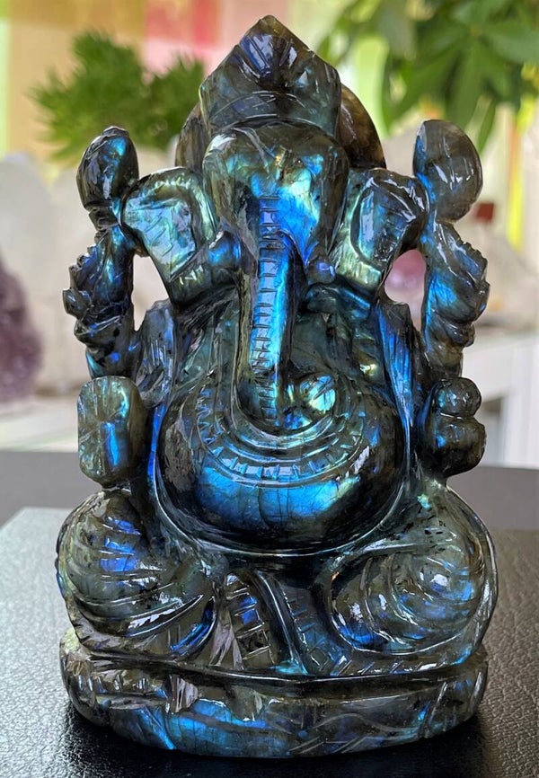 Ganesha beeld van Labradoriet, medium