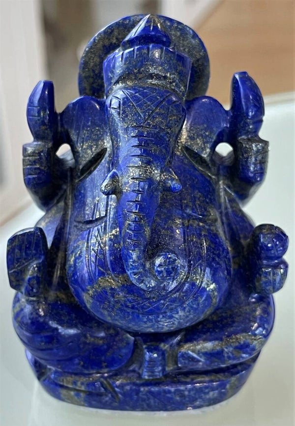 Ganesha beeld van Lapis Lazuli met Pyriet, medium
