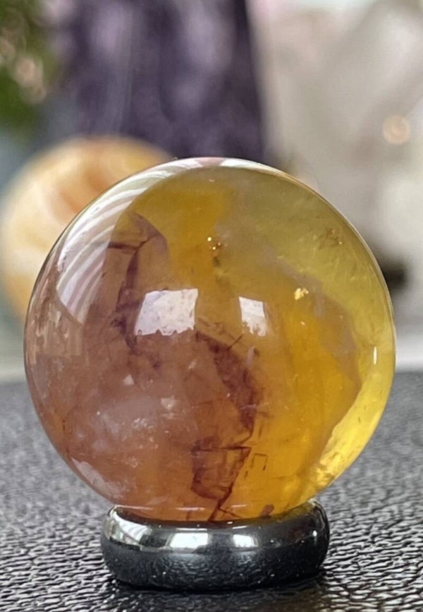 Gele Fluoriet bol, klein 3,4cm