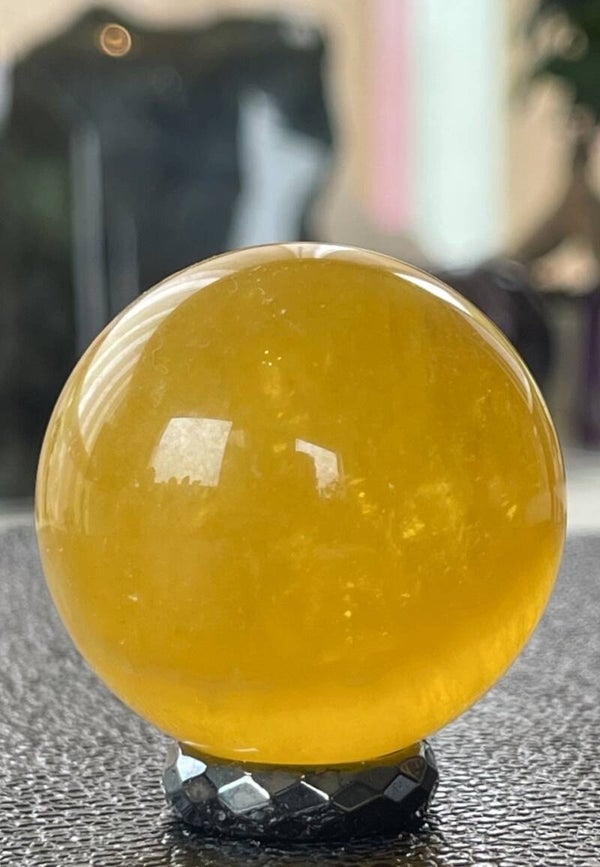 Gele Fluoriet bol, medium 4,2cm
