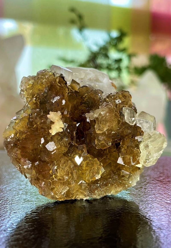 Gele Fluoriet met Dolomiet en Calciet uit Moscona Asturias Spanje ruw, medium